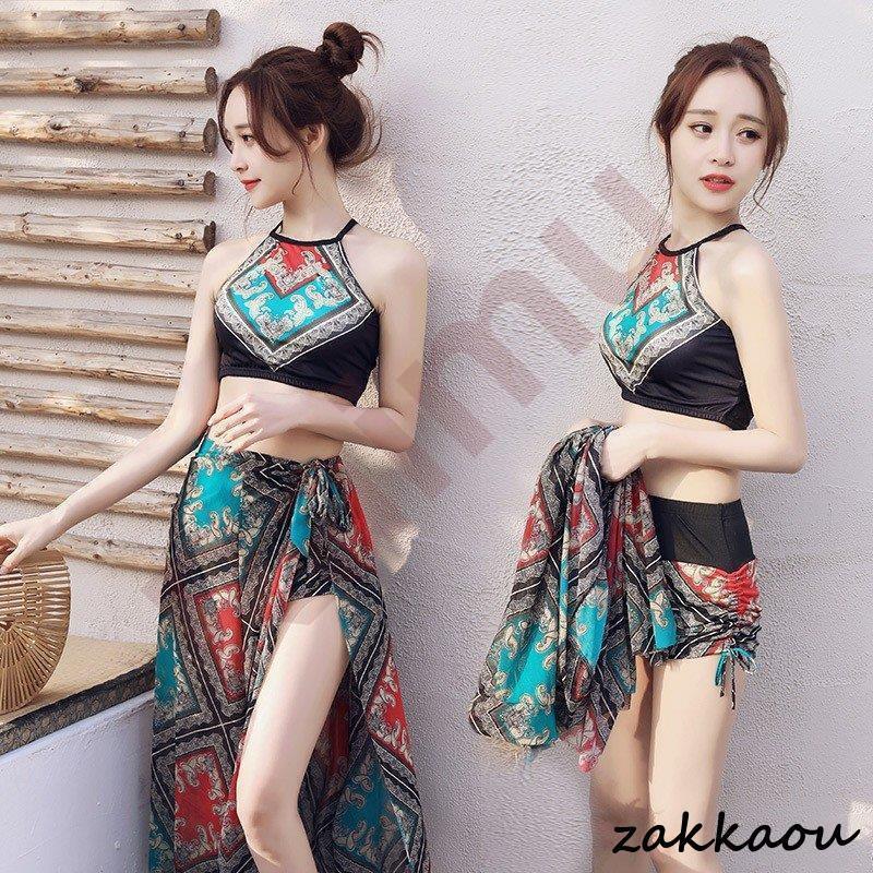 水着レディース 体型カバー 水着3点セット セパレート 羽柄ブラウス キュロット 小胸バンドゥビギニ 韓国風 40代 可愛い スイムウェア 温泉 ママ民族の風