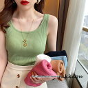 ニット 9色 タンクトップ レディーストップス 夏服 ノースリーブ リブニット サマー ストレッチ 春 サマーニット 無地 リブニットタンク カップなし 袖なし