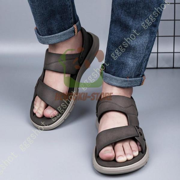 サンダル メンズ スポーツサンダル さんだる ビーチサンダル 2WAY 歩きやすい アウトドア 登山 サンダル 本革 厚底 クッション コンフォート サンダル