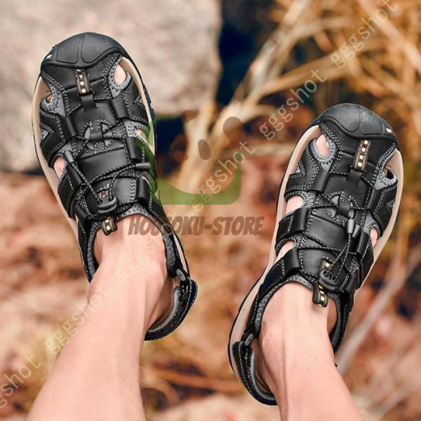 メンズ スポーツサンダル リラックスシューズ 登山靴 本革 通気性 トレッキングシューズ 衝撃吸収 疲れにくい 滑り止め 水陸両用 快適 軽量 履き心地 安定感