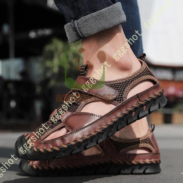 Sports Sandal - 水陸両用 スポーツサンダル アウトドア おしゃれ メンズ サンダル スポーツ 登山サンダル 軽量 速乾 滑り止め 夏用 スポーツ ビーチサンダル 手縫い 排水