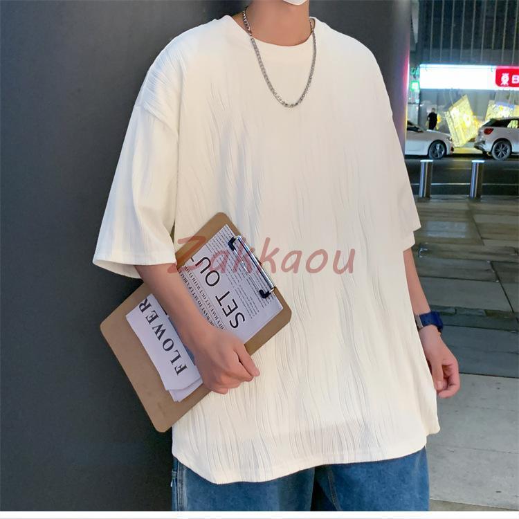 tシャツ 半袖 メンズ アイスTシャツ クルーネック 夏 涼しい トップス 大きいサイズ ビッグtシャツ シンプル メンズファッション 接触冷感