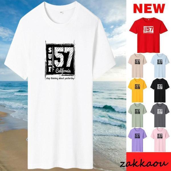 Rakuten - Tシャツ メンズ 半袖 おしゃれ 白Tシャツ ロンT T-shirt スポーツ 半袖tシャツ 配いろ 涼しい カジュアルクルーネック 丸首 プリント 夏 ゆったり トップス