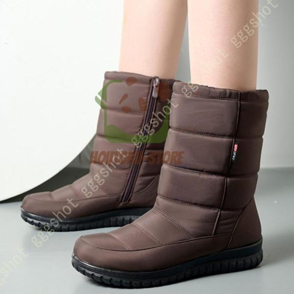 スリッポン ブーツ レディース ブラウン スノーブーツ スノーシューズ 裏ボア 防寒 防水 防滑 ショート ウィンターブーツ 歩きやすい 痛くない ワークブーツ