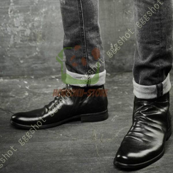 サイドジッパー ブーツ ビジネスブーツ ビジネスシューズ チェルシーブーツ メンズ 大きいサイズ 革靴 紳士靴 靴 ショート丈 防寒 衝撃吸収 通勤 通学 黒