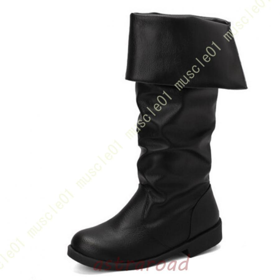 ウェスタンブーツ レディース 折り返しロングブーツ くしゅくしゅ ローヒール カジュアル ミドルブーツ 美脚 ヴィンテージ 秋冬 ジョッキーブーツ 合成革