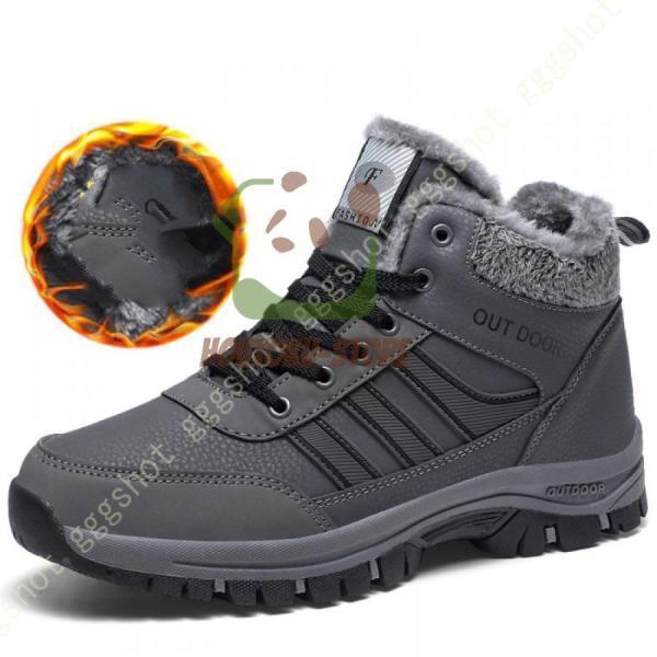 スノーシューズ メンズ スノーブーツ 防寒 シューズ 冬 ブーツ レースアップ ウィンターブーツ 雪 靴 アウトドア レッキング シューズ 防水 裏起毛 ボア 保暖