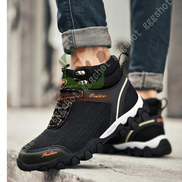 スノーブーツ メンズ スノーシューズ 裏ボア 防水ブーツ ハイキングブーツ ウインターブーツ 防寒 滑らない 大きいサイズ ブラック 厚底 ハイカット 雪靴