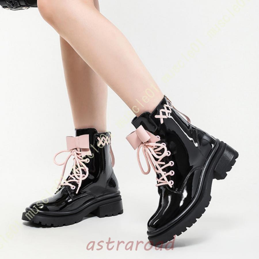 ゴシック ブーツ レディース 厚底 ショートブーツ レースアップ 超軽量 厚底 ショートブーツ レディース ブーツ 厚底アンクルブーツ 太ヒール