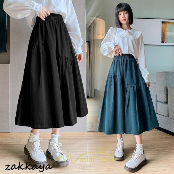 樂天商城 - フレア スカート フレアスカート マキシ ロングスカート コットン ウエストゴム マキシスカート ロングスカート 夏 夏服 ナチュラル 秋服