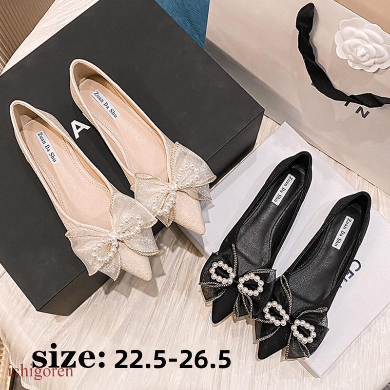 フラットシューズ レディース 春夏秋 大きいサイズ ポインテッドトゥ とんがりトウ 美脚 リボン おしゃれ お姫様 履きやすい 疲れない