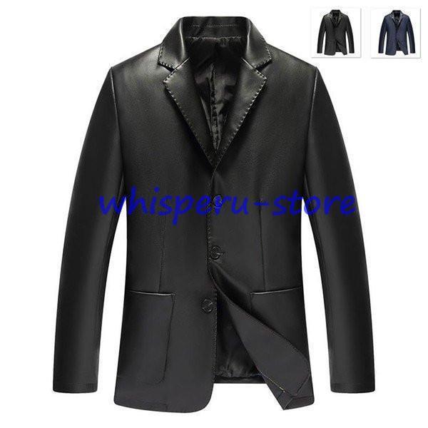 Tailored Jacket - テーラードジャケット メンズ 革コート ブレザー スーツ 秋 冬 ビジネス ショート丈 フォーマル 皮 革ジャン 大きいサイズあり 合革