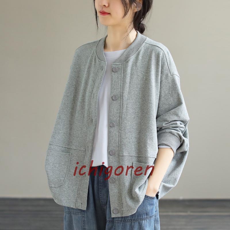 Stadium Jumper - スタジャン パーカー レディース スウェット カーディガン トレーナー カジュアル ジャケット 春 秋 コート 羽織り コート 大きいサイズ アウター