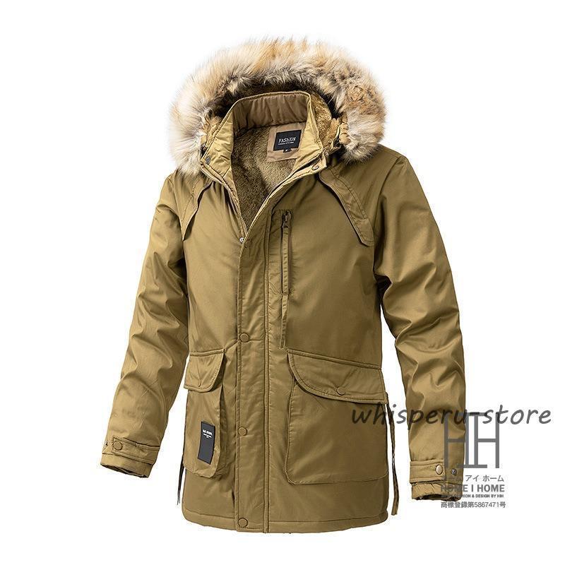 中綿ジャケット メンズ 中綿コート 大きいサイズ 裏起毛 ファー 防風 防寒着 暖かい モッズコート フード脱着可 ミリタリーコート 冬 アウター 40代 50代 60代