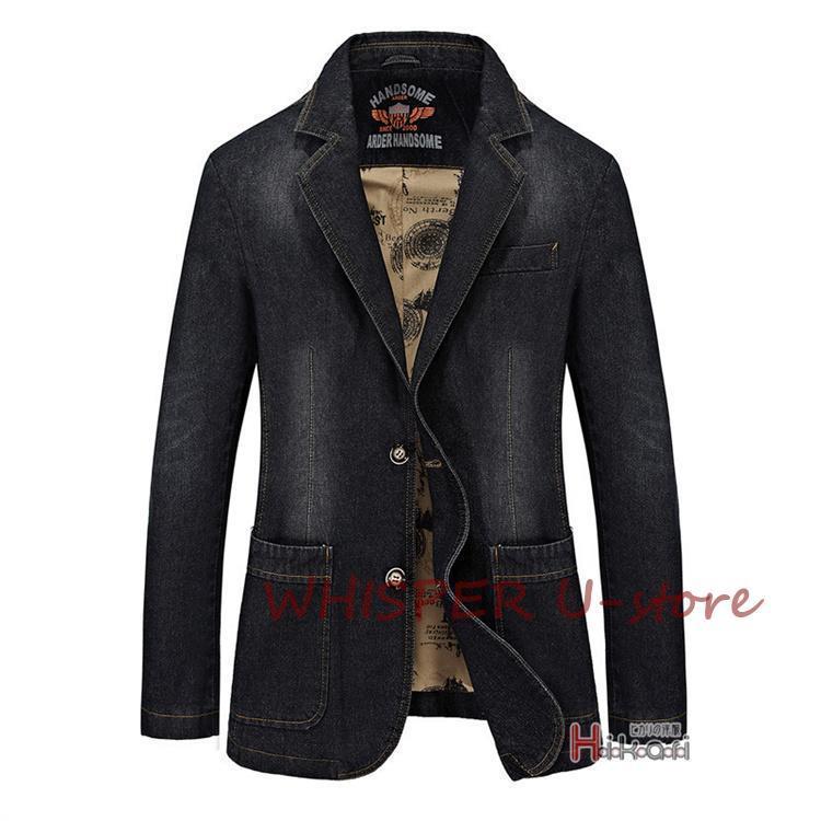 ジャケット フォーマル メンズ 春服 カジュアル ビジネス ブレザー テーラードジャケット デニムジャケット 2つボダン 無地