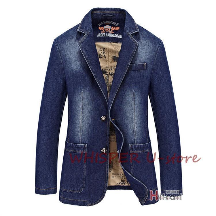 ジャケット フォーマル メンズ 春服 カジュアル ビジネス ブレザー テーラードジャケット デニムジャケット 2つボダン 無地