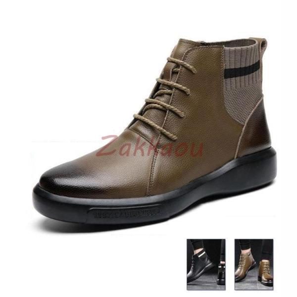 メンズ ショートブーツ ブーツ ワークブーツ 靴 シークレットブーツ 裏起毛 メンズブーツ エンジニアブ..