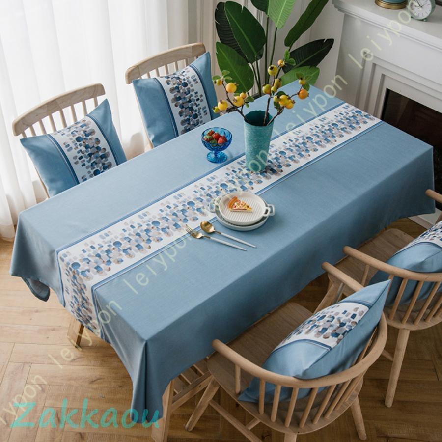 Linen, Hemp - テーブルクロス 綿麻 おしゃれ お洒落 リビング ダイニング モダン かわいい テーブルマット 花柄 食卓カバー 長方形 撥水 洗濯可能 耐熱 ずれにくい 防水