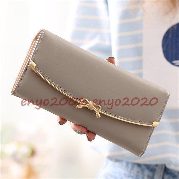 長財布 レディース ファスナー さいふ 大容量 オシャレ リボン 金具 かわいい スキミング防止 ギフト がま口 就職祝い クリスマス 誕生日(4)