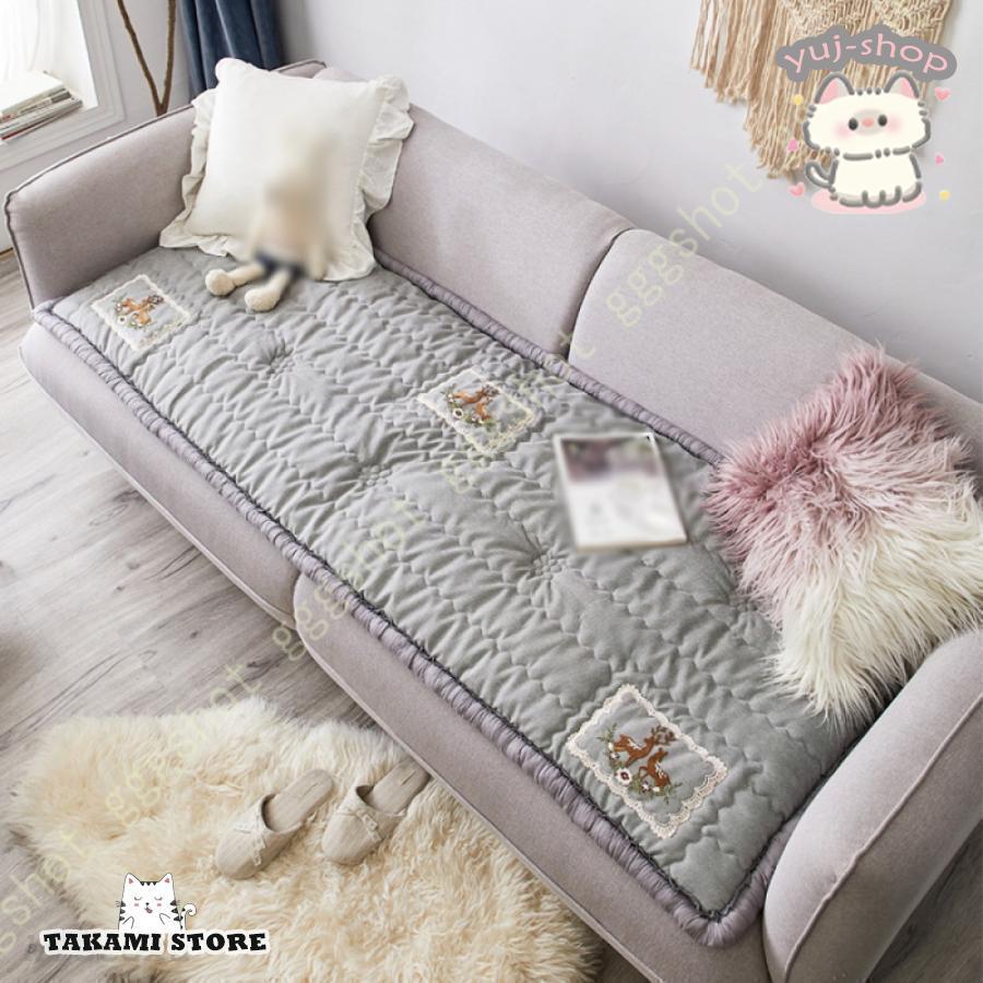 長座布団 ソファシートマット 可愛い 北欧 キルティング ソファーカバー ソファー 北欧風 長方形 おしゃれ マルチカバー 四季通用 大判 洗える 超便利