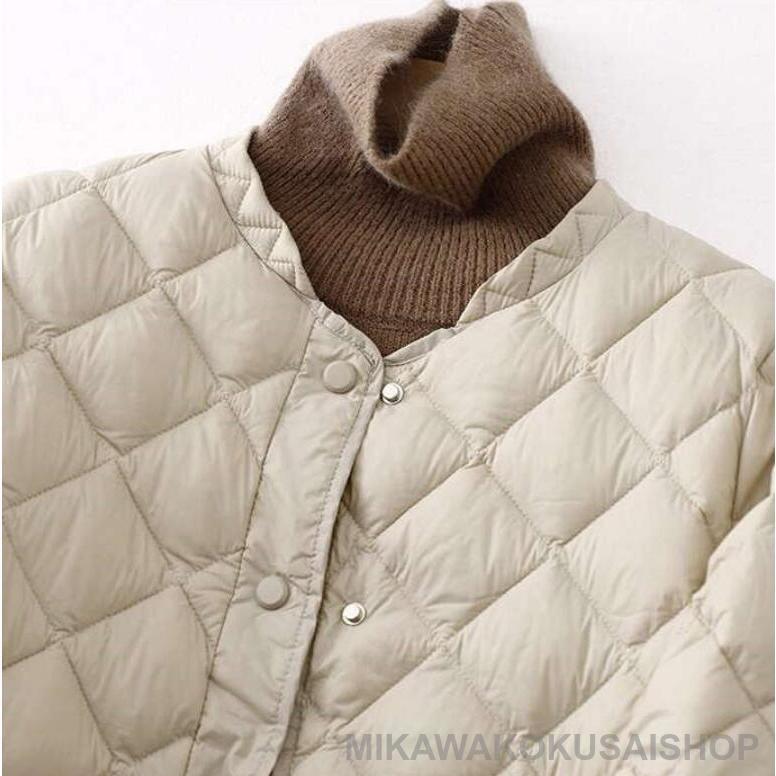 キルティングジャケット 中綿コート レディース アウター ノーカラー キルティングコート 秋 冬 ライトコート ライトダウン あったか 防寒 秋冬 カジュアル