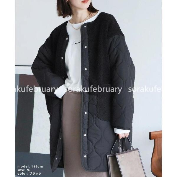 Coat - ジャケット ミリタリージャケット ボア切替キルティングコート コート 中綿 レディース アウター