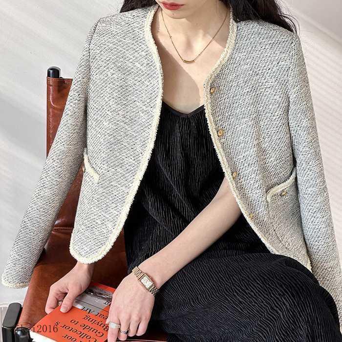 ジャケット レディース ツイード コート 羽織り アウター ノーカラー きれいめ ツイードジャケット ノーカラージャケット