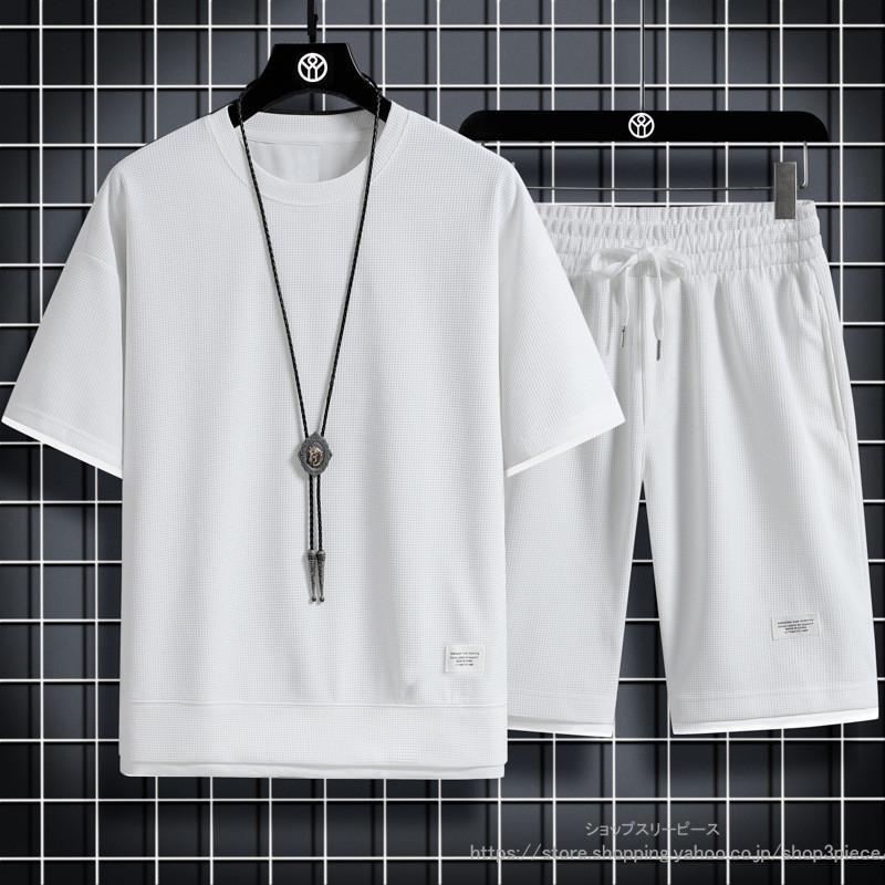 Suits For Job Interviews - セットアップ メンズ ジャージ 上下 夏 レディース 半袖Tシャツ ハーフパンツ フェイクレイヤード スポーツウェア 無地 重ね着風 夏服 おしゃれ