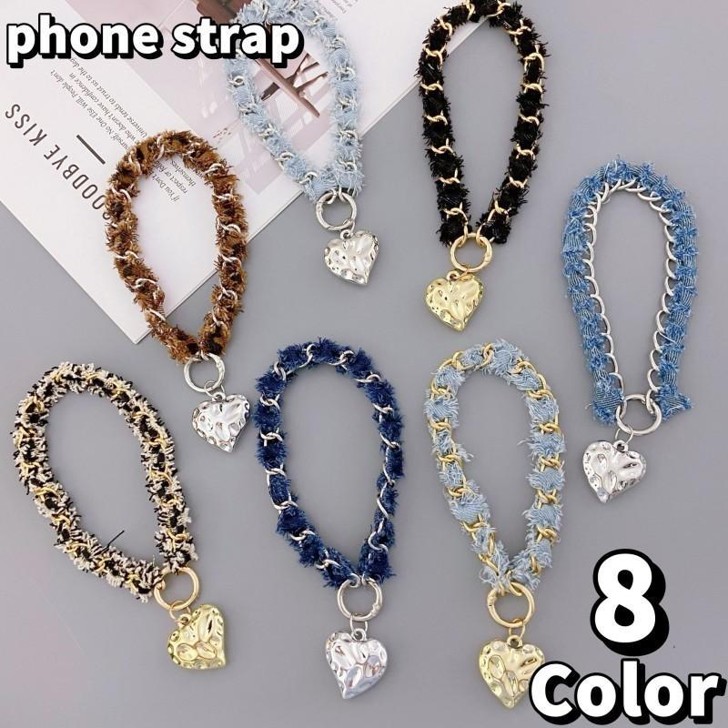スマホストラップ ハンドストラップ スマートフォンストラップ バッグチャーム ハートチャーム 韓国風 上品 キーホルダー バッグ用アクセサリー 紛失防
