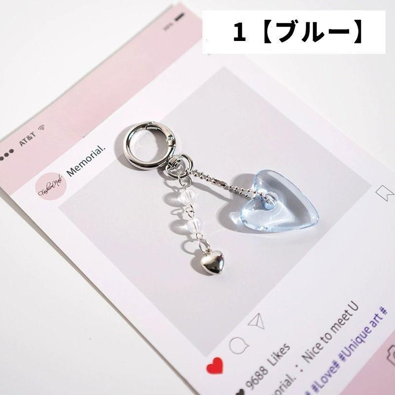 キーホルダー バックチャーム レディース 女性 女の子 カラビナ メタルチャーム ハート キュート かわいい プレゼント 推し活 おそろい 揺れる 贈 2