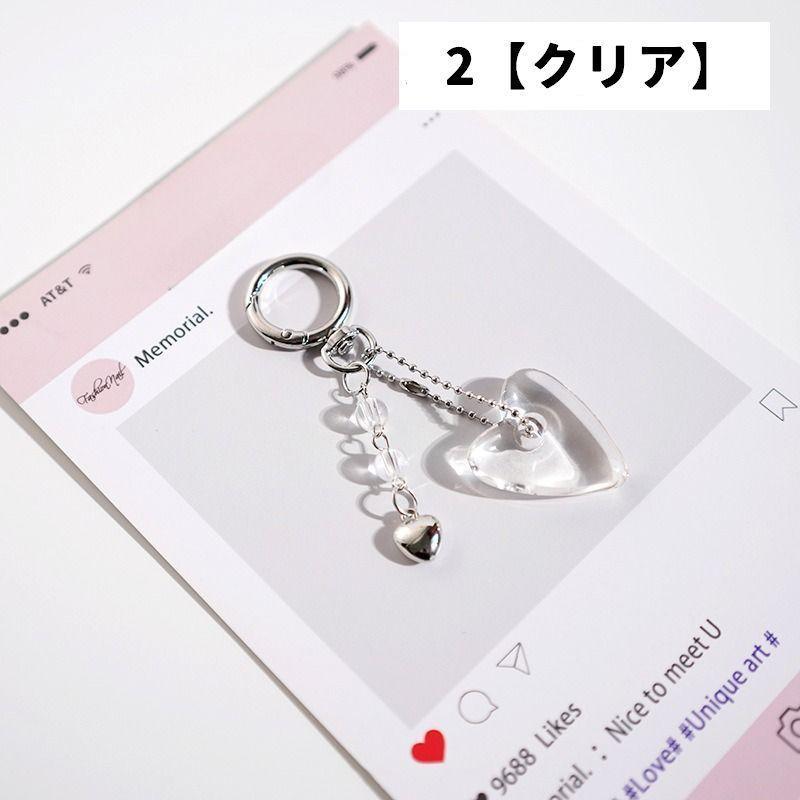 キーホルダー バックチャーム レディース 女性 女の子 カラビナ メタルチャーム ハート キュート かわいい プレゼント 推し活 おそろい 揺れる 贈 3