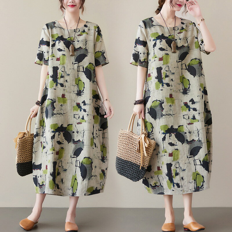 ワンピース 春 シャツワンピース シャツ きれいめ 花柄 ロングシャツ コットン 麻混 レディース 体型カバー きれいめ…