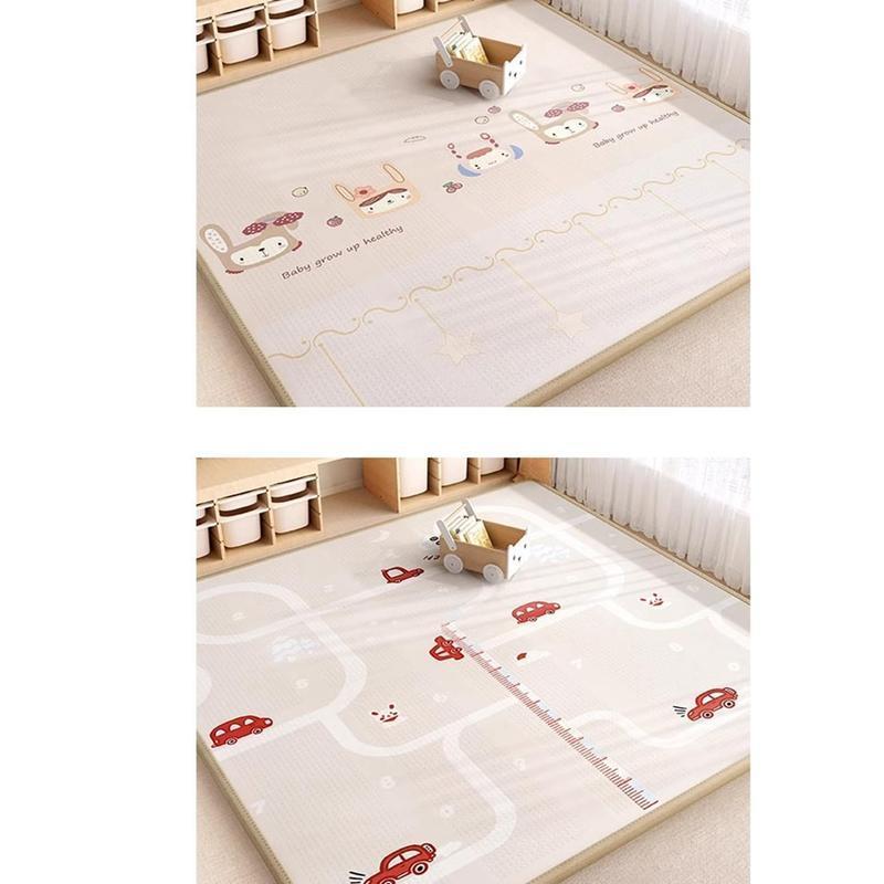 Rakuten - ベビープレイマット 折り畳み式 厚手 可愛い 両面パターン 180CM*120CM*2CM 遊びカーペット 大判 フロアマット 衝撃緩和