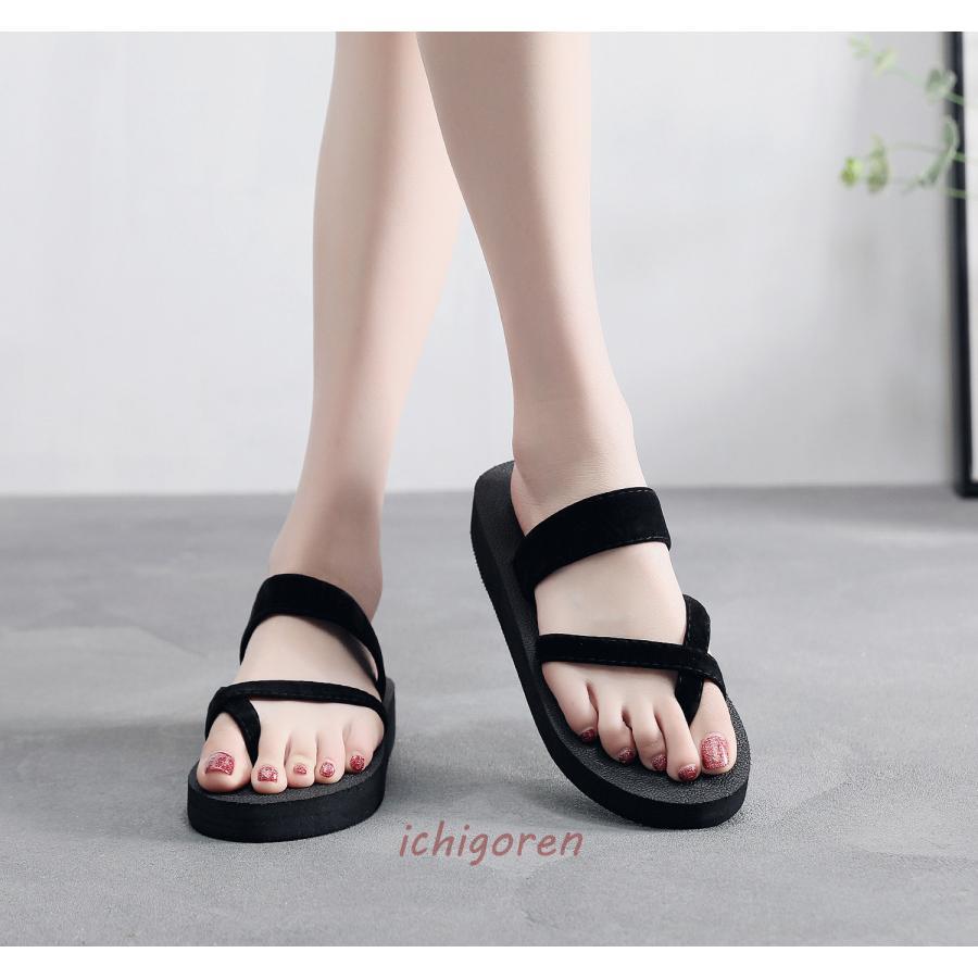 Sports Sandal - サンダル スリッパ ビーチサンダル ぺたんこ ローヒール フラット ミュール 美脚 オープントゥ 歩きやすい レディース シューズ 履きやすい