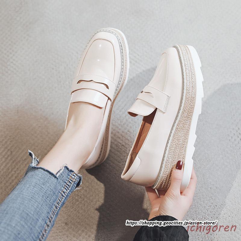 ローファー スリッポン パンプス スニーカー レディース ラウンドトゥ ウェッジソール 厚底スニーカー シューズ 厚底ローファー 靴 スリップオン 紐なし