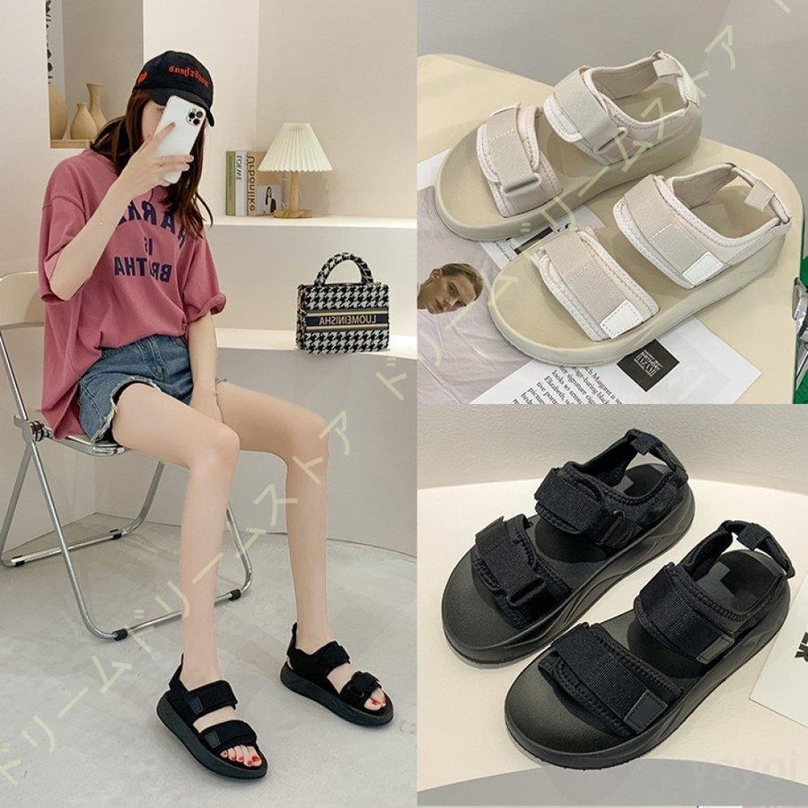 スポーツサンダル レディース 厚底 サンダル 歩きやすい 痛くない 軽量 柔らかい クッション 防滑 4cm..