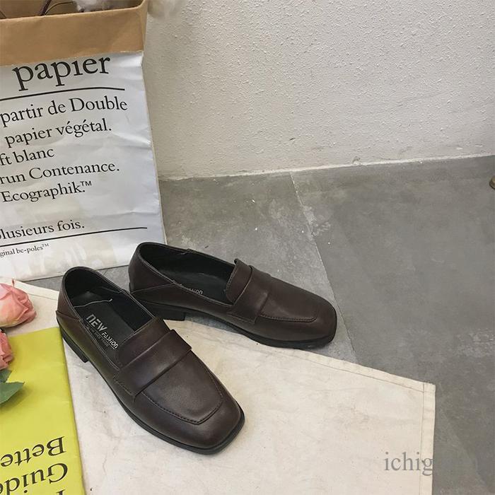 ローファー パンプス ローヒール フラットシューズ スクエア 旅行 通勤 通学