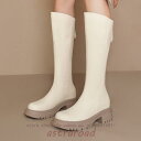 厚底ブーツ ストーム付き ワイドヒール ロングブーツ ブーツ 厚底 靴 シューズ ハイヒール 7.5cm シークレット 女性用 カジュアル ギフト プレゼント ...