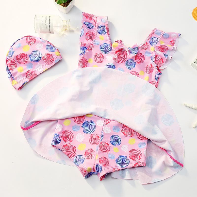 水着 女の子 ワンピース水着 オールインワン キッズ水着 無地 スイムキャップ 子供水着 女児 ベビー 可愛い 海 プール 温泉 スイムウェア 90/100/110/120/130