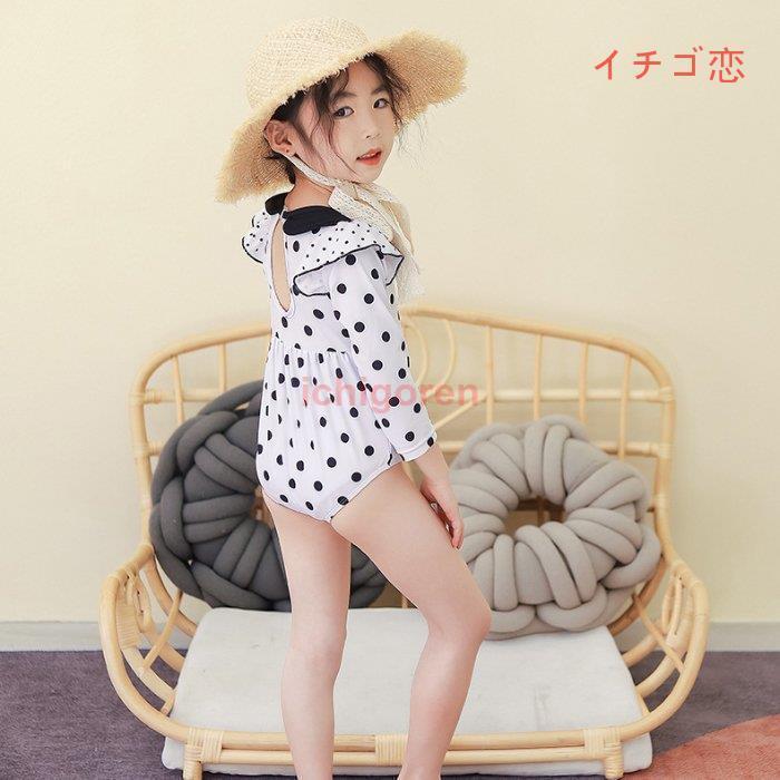 ベビーキッズ水着 子供用 キッズ ドット柄水着 スイムウェア プール ワンピース ラッシュガード ビーチ 海 アウトドア 川遊び 可愛い かわいい 女の子