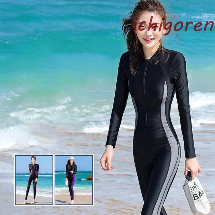 Rakuten - ウェットスーツ レディース 水着 女性 スプリング 日焼け止め マリンスポーツ フィットネス サーフィン ダイビングスーツ 体型カバー