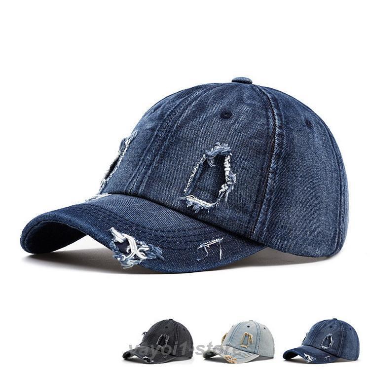 Rakuten - BBキャップ デニム ベースボールキャプ 帽子 キャップ 野球帽 6パネル ダメージ加工 ウォッシュ 男女兼用 100％綿