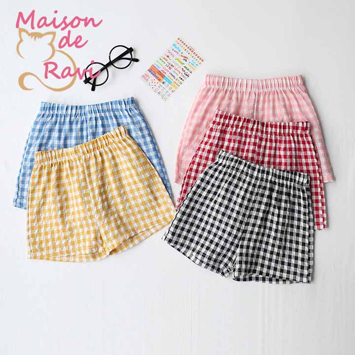 楽天子供服 Maison de Raviメゾンドラビ 再入荷 チェック ショートパンツ 子供服 女の子 ペチパンツ 子ども服 キッズ ガーリー 春 夏 ハーフパンツ ボトムス ウエストゴム 短パン 110cm 120cm 130cm 140cm 春服 夏服 レッド ピンク ブルー ブラック イエロー