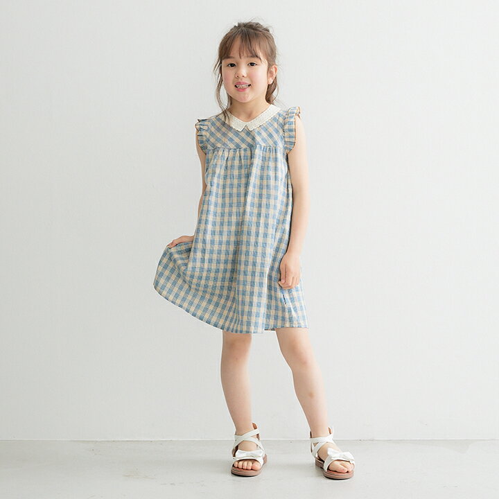楽天市場】ギンガムチェック 水色 ワンピース（キッズ・ベビー