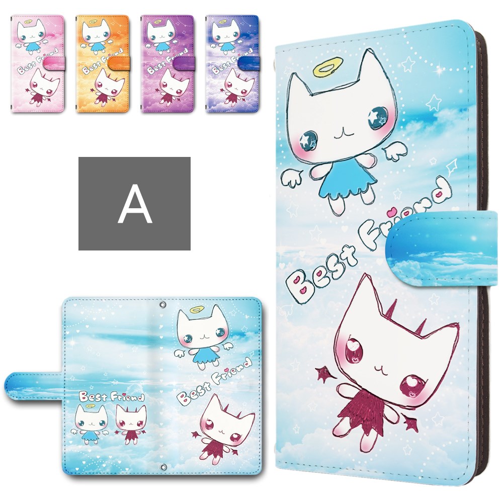 iphone16plus ケース 手帳型 カメラ穴搭載 スマホケース 女の子 かわいい 猫のイラスト ネコ 天使 悪魔 iphone16プラス 手帳型ケース iPhone16プラス アイホン16プラス 手帳ケース 手帳 カバー けーす かばー