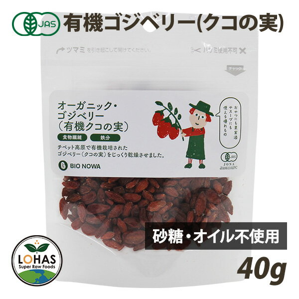 オーガニック クコの実 （ ゴジベリー ） 40g 有機JAS認証 無添加 無漂白 砂糖不使用 ローフード スー..