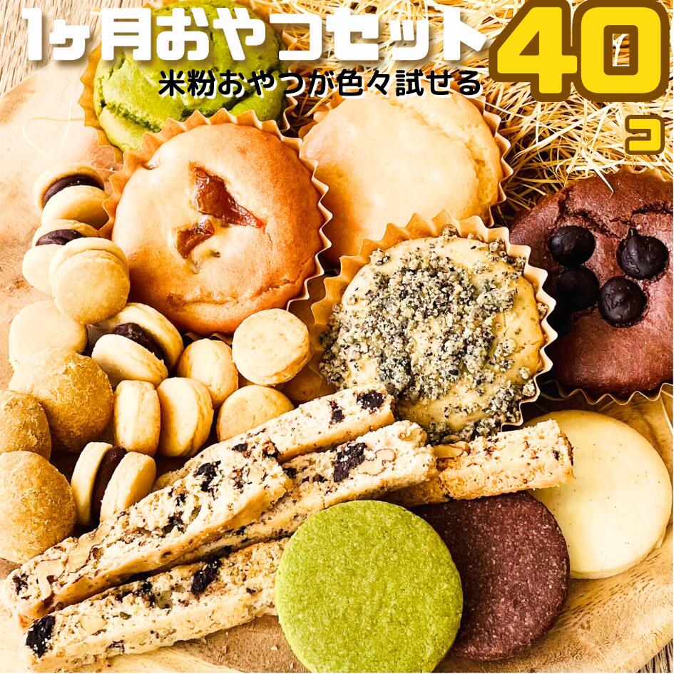 楽天米粉＆ロースイーツ　ビートゥリー米粉 焼菓子 スイーツ 毎日 おやつ セット 40個 1カ月相当 ヴィーガン グルテンフリー クッキー ダイエット にも 乳製品 卵 小麦粉 不使用 アレルギー 対応 ビーガン プレゼント 贈り物 お祝い プレゼント クッキー ベイクドケーキ 自宅用 朝食 黒ゴマ きな粉 抹茶 チョコ