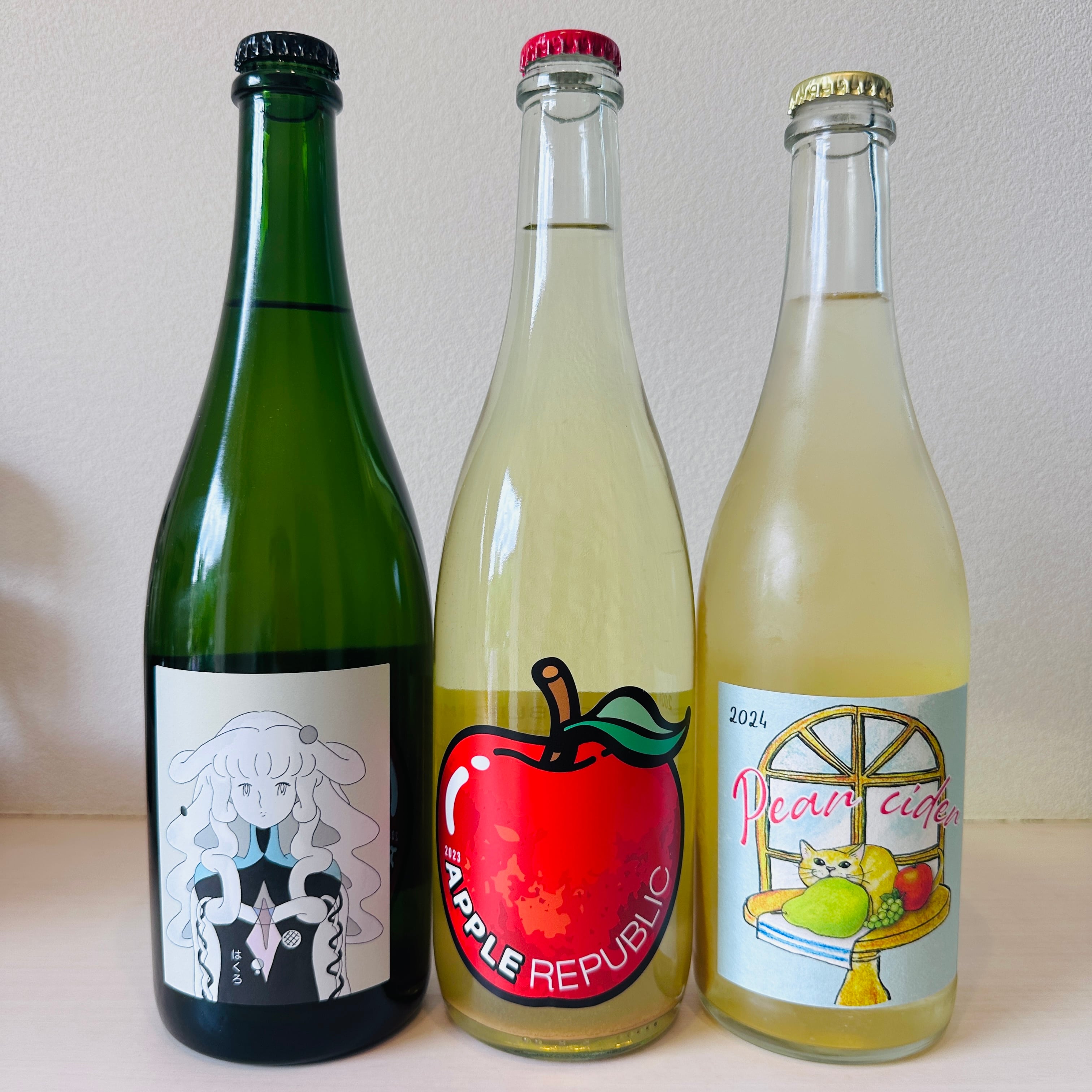 【クール便】【あす楽】【日本シードル】ナチュラルシードル飲み比べセット（2022はくろ×Apple Republic2023×2024 Pear Cider）自然派 発泡性 スパークリング りんご 洋梨 LES VINS VIVANTS × GRAPE REPUBLIC× TAKAHIRO WINE 野生酵母 無添加 無濾過 日本産 750ml×3本