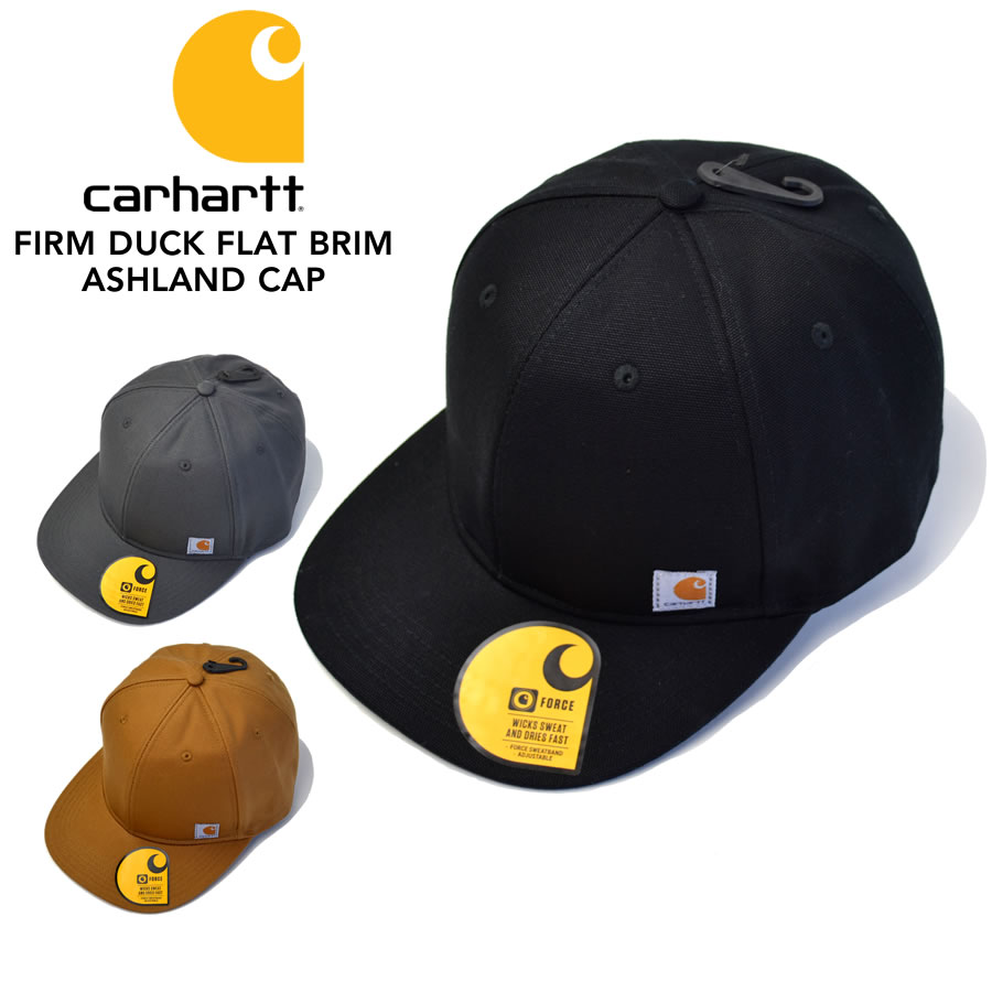 カーハート  帽子 メンズ Carhartt カーハートFIRM DUCK FLAT BRIM ASHLAND CAP 101604 アッシュランドキャップ ワークキャップ ベースボールキャップ 帽子 メンズ コットンダック スナップバック
