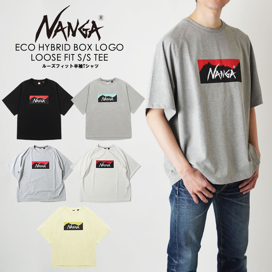 NANGA ナンガ ECO HYBRID BOX LOGO LOOSE FIT S/S TEE ボックスロゴ ルーズフィット 半袖Tシャツ